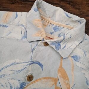 Tommy Bahama Mens Large Blue‎ Green Tropical Short Sleeve Button Front Shirt